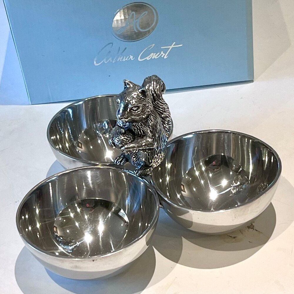 Arthur Court Squirrel 3 Bowl Nut/Snacks/Candy -Aluminum Hand Polished - NIB - Picture 5 of 9